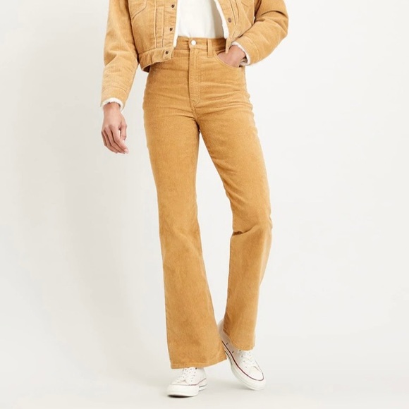 Levi's | Pants u0026 Jumpsuits | Levis Ribcage Bootcut Corduroy Super High Rise  Pants 29 Tan Camel 35 Inseam | Poshmark